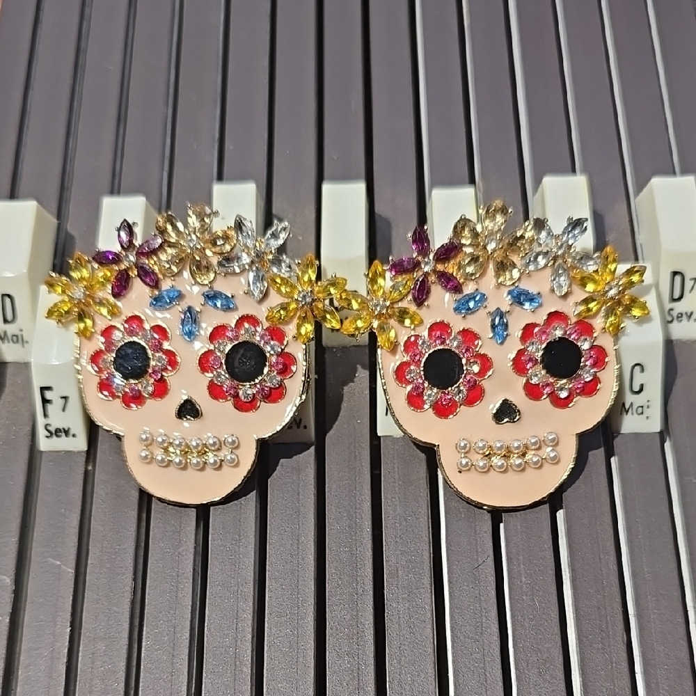 Colorful Sugar Skull Earrings